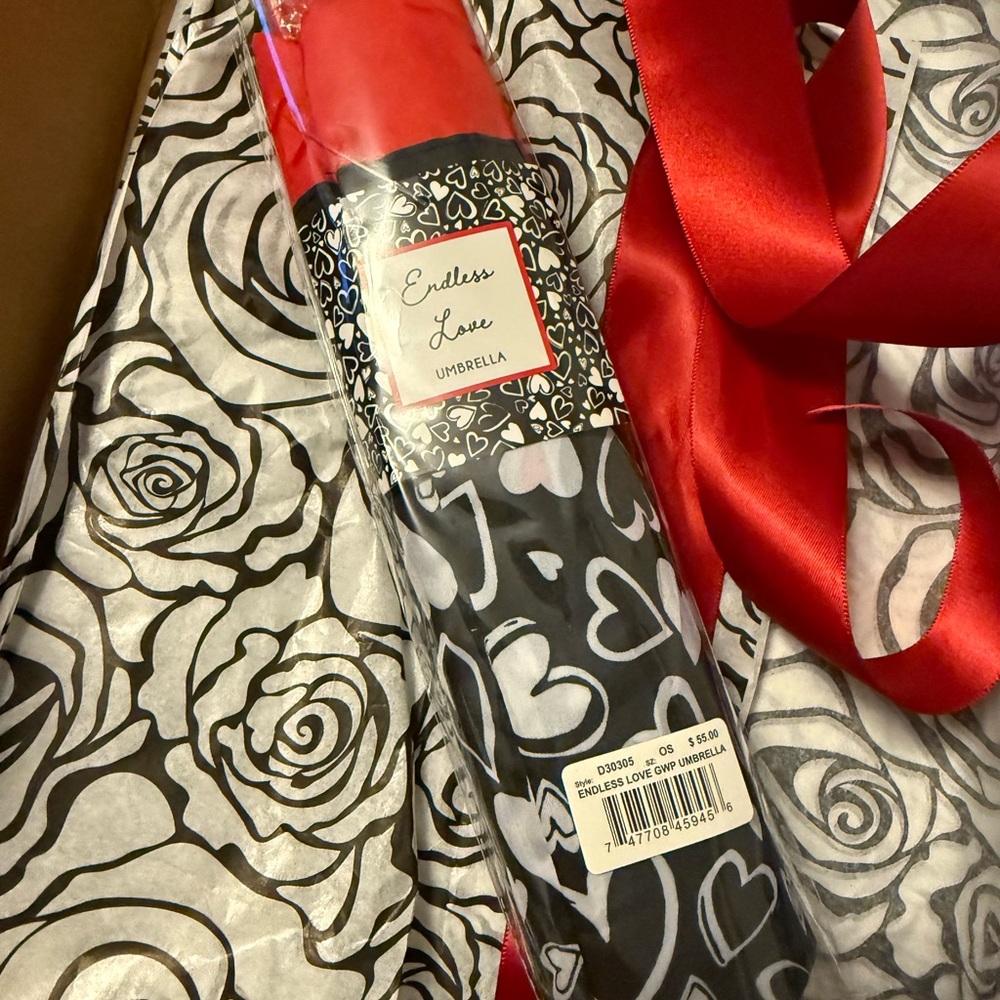 Endless Love Heart Umbrella - Red and Black